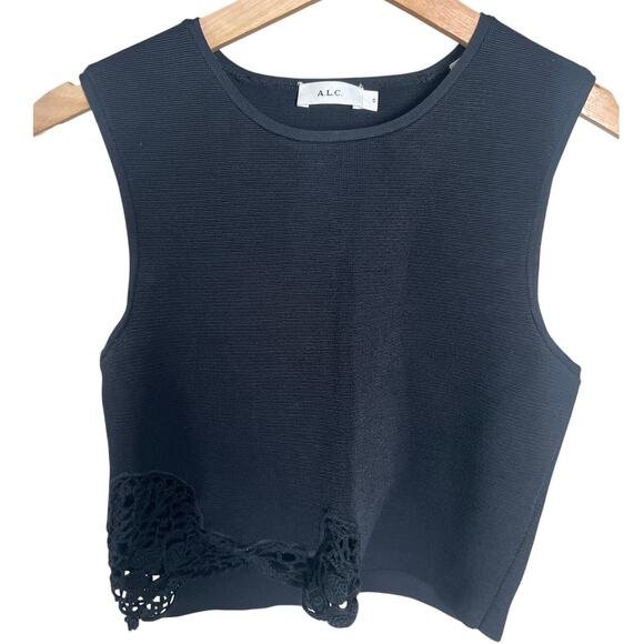 A.L.C. Small Black Sleeveless Cropped Shell Top - Picture 1 of 5
